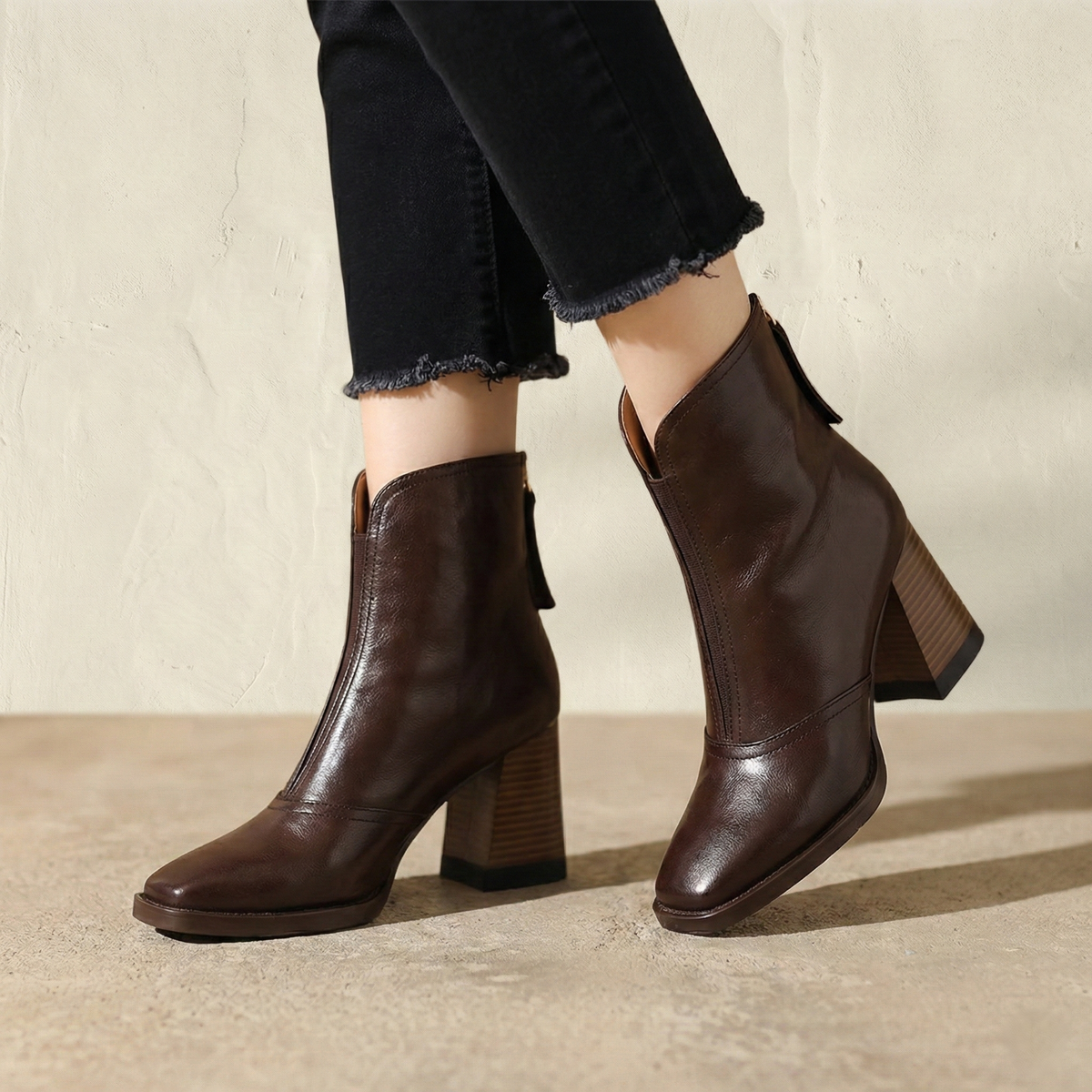 CLARA | Botas de tacón de cuero