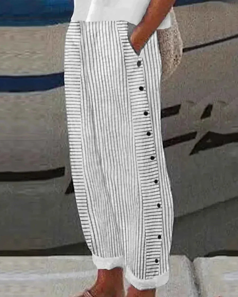 Riviera | Pantalones de Botón Rayados