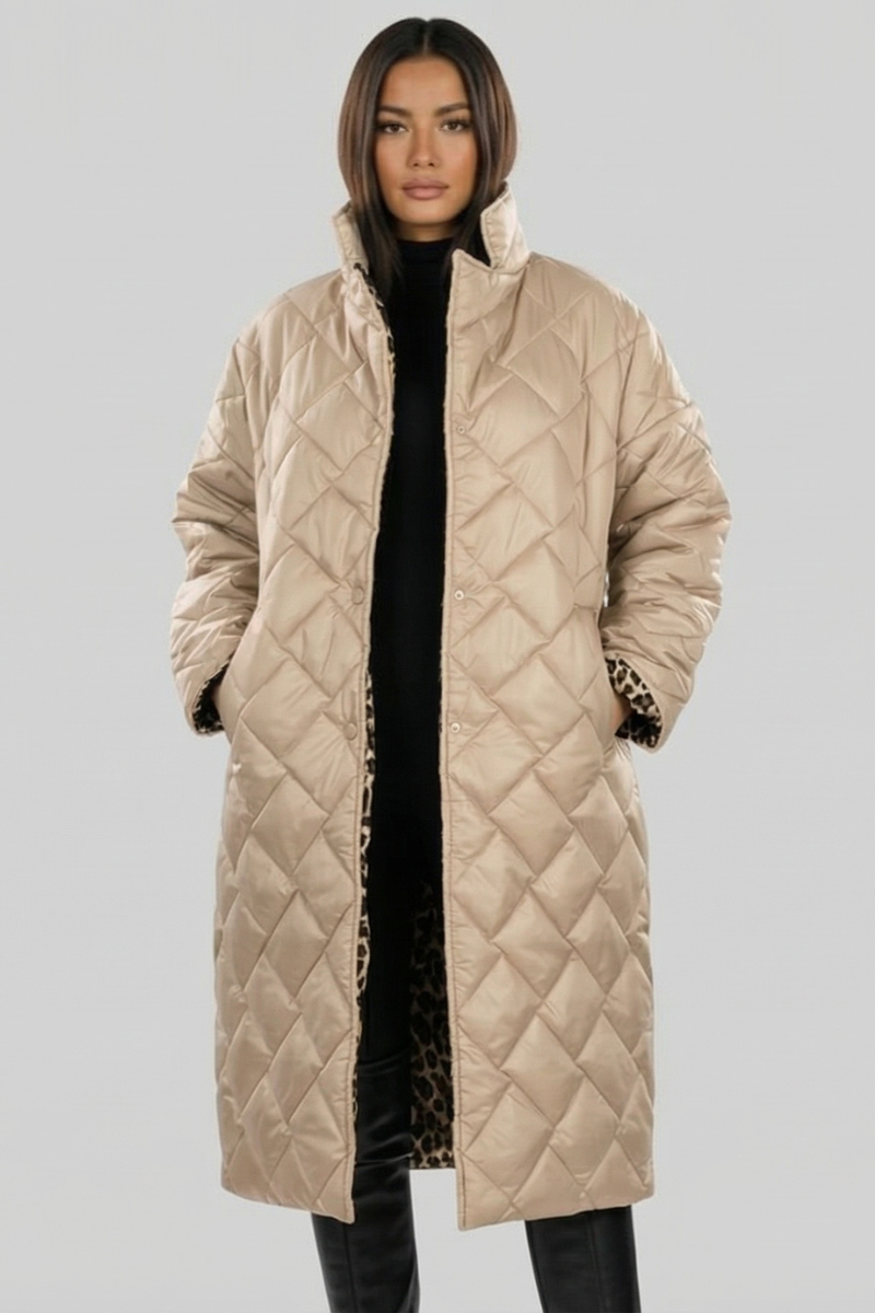 VALENTINA | Abrigo acolchado reversible de leopardo