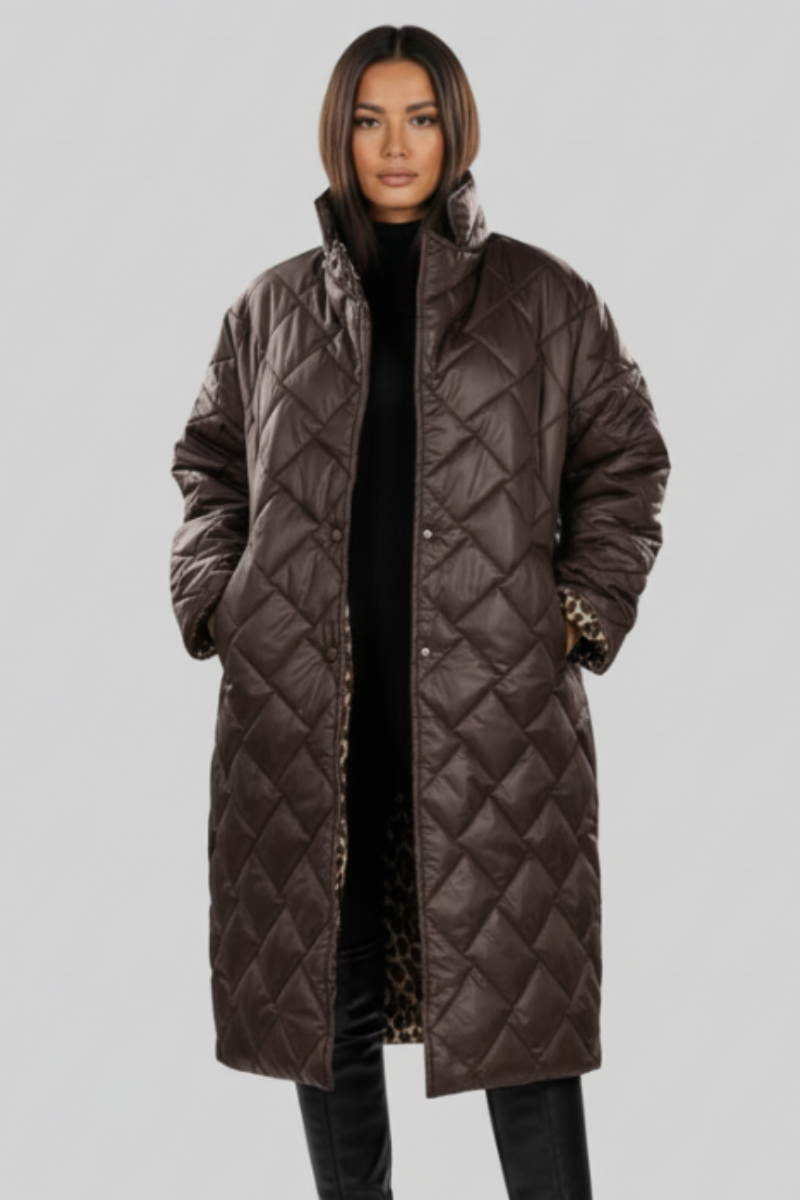 VALENTINA | Abrigo acolchado reversible de leopardo